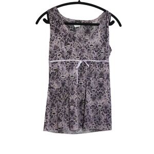 Vanity 90s Y2K Club Purple Damask Sequin Babydoll Top Sleeveless Empire Waist